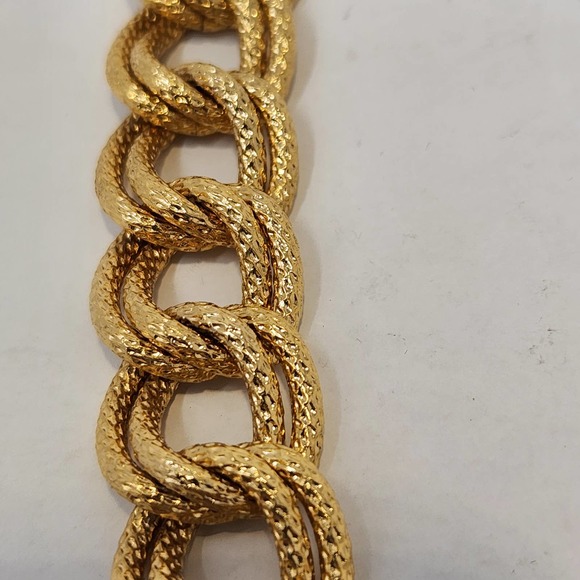 Napier Double Link Chain Choker Necklace Textured Gold Tone Vintage Jewelry - Picture 4 of 7